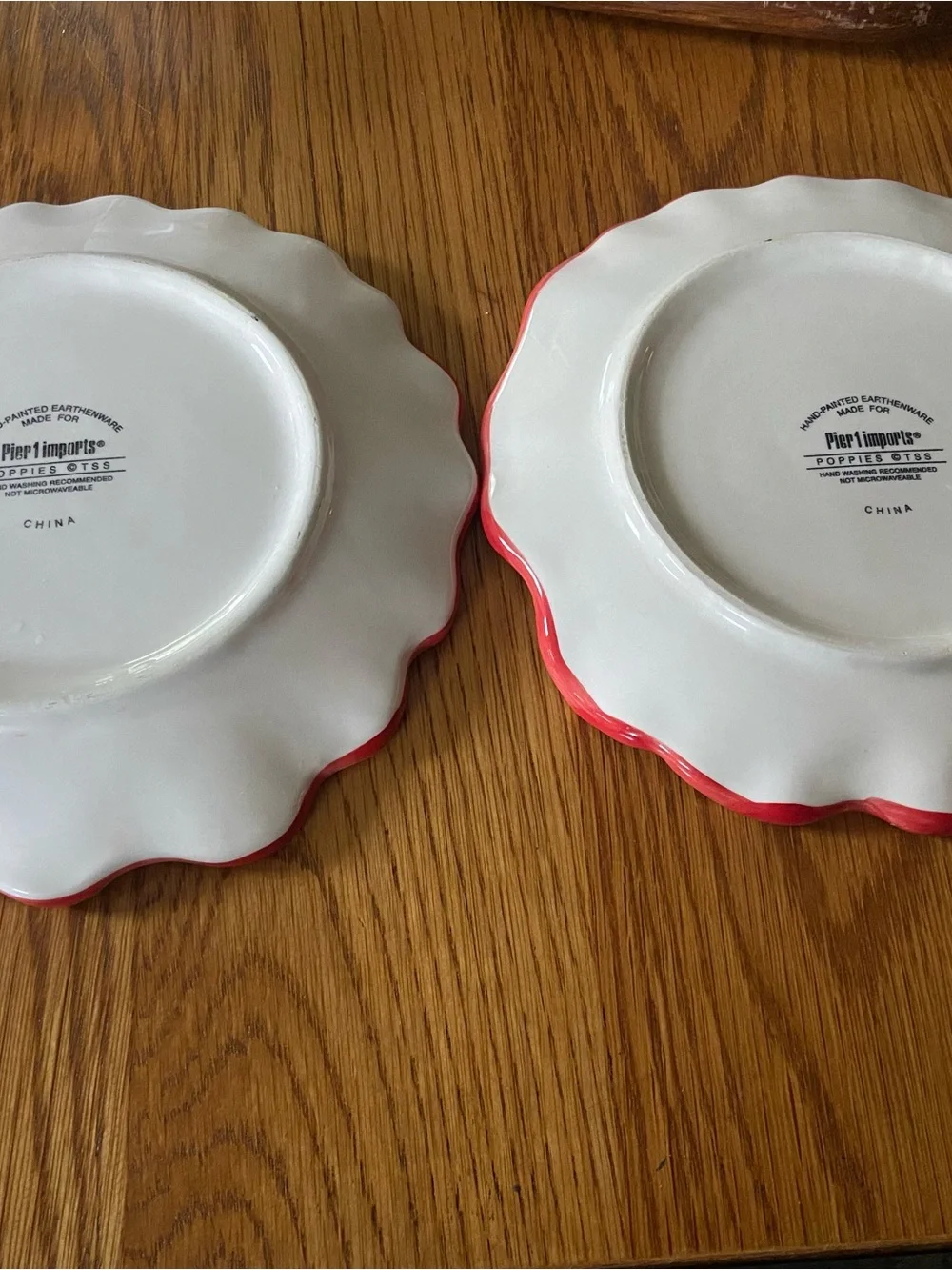 2 Pier 1 Red Poppy Textured Salad Plates